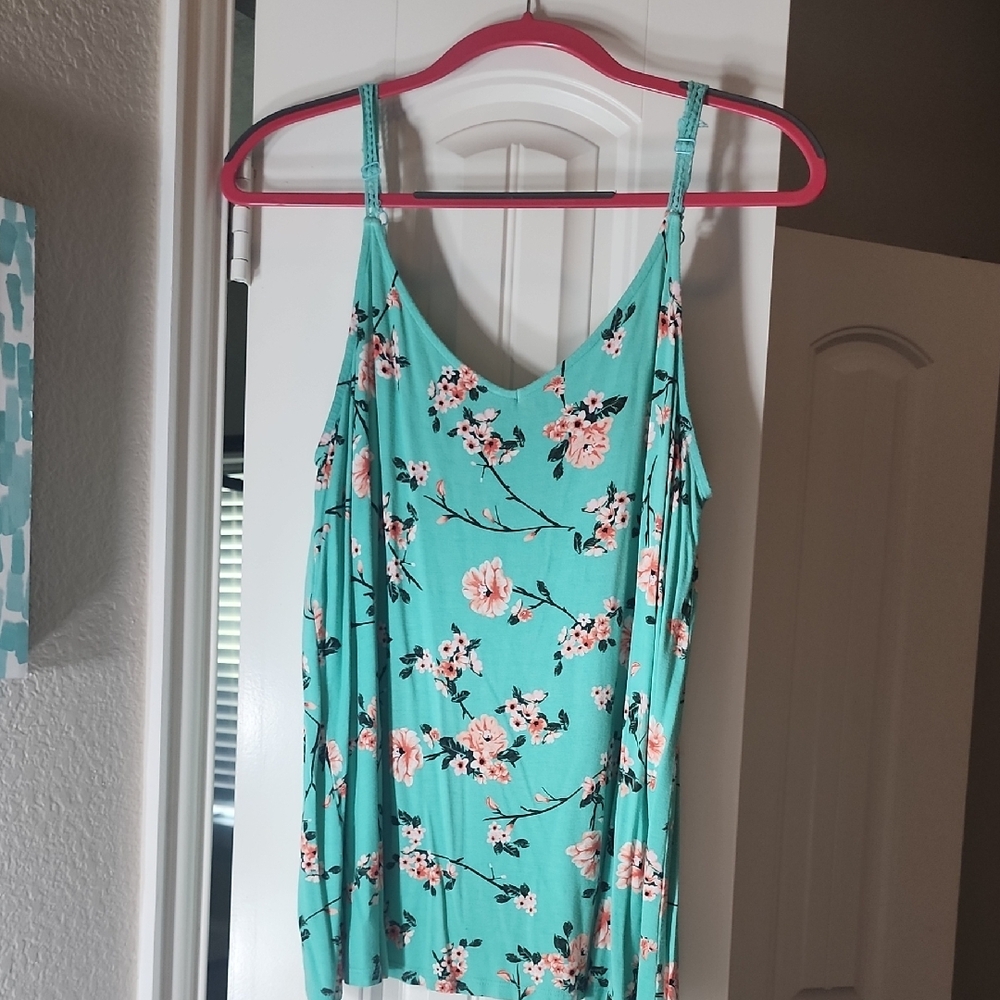 Torrid Floral Camisole in Teal and Pink
